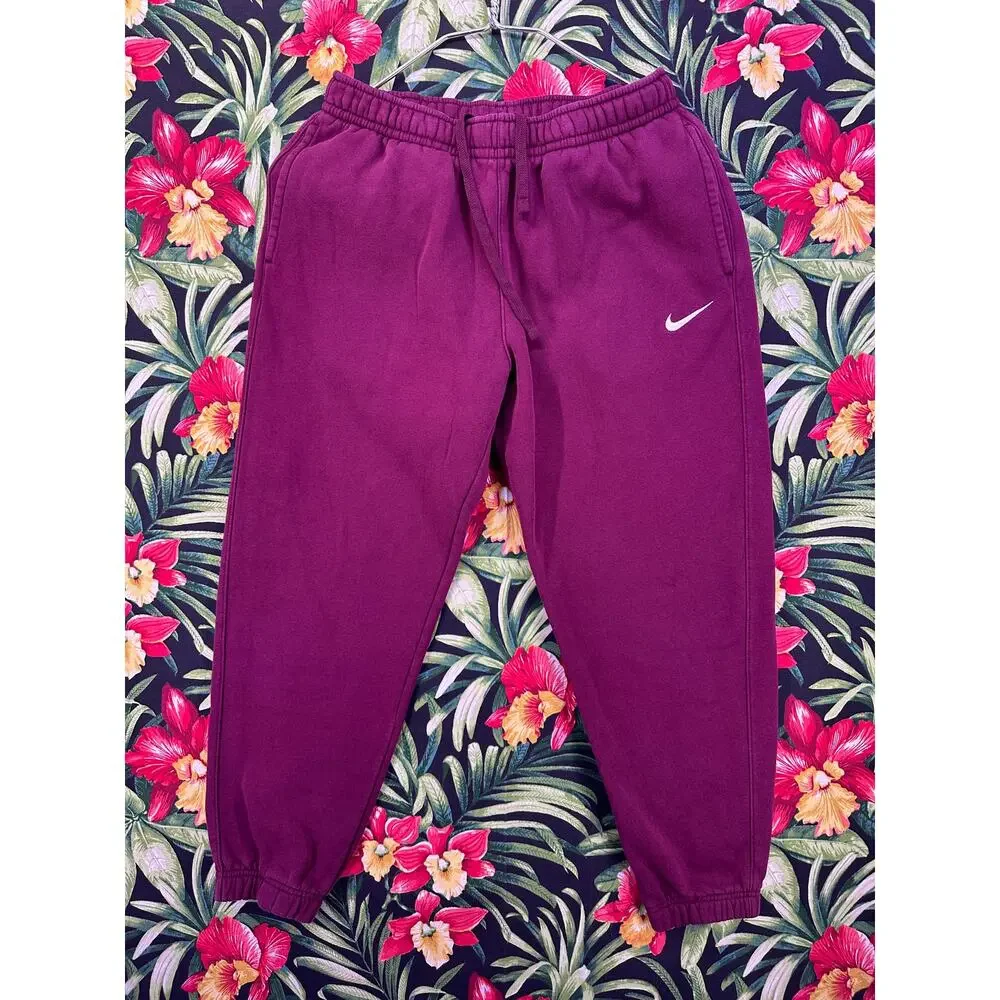 Nike Burgundy White Swoosh Sweatpants Size Medium